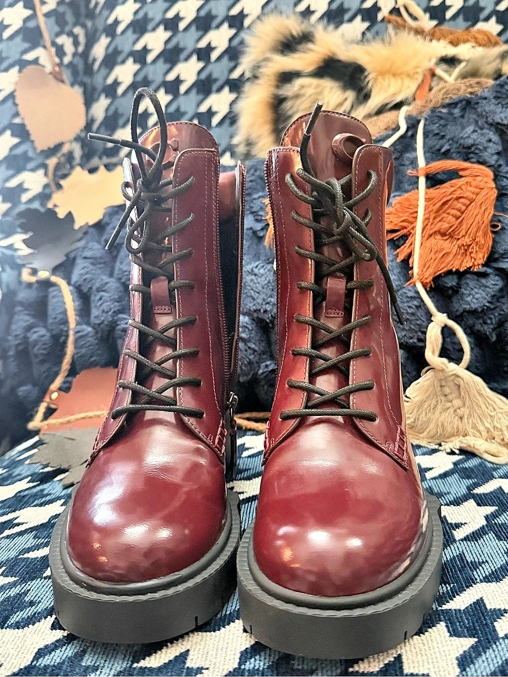 Coach Leighton Combat Boot Women's Burgundy